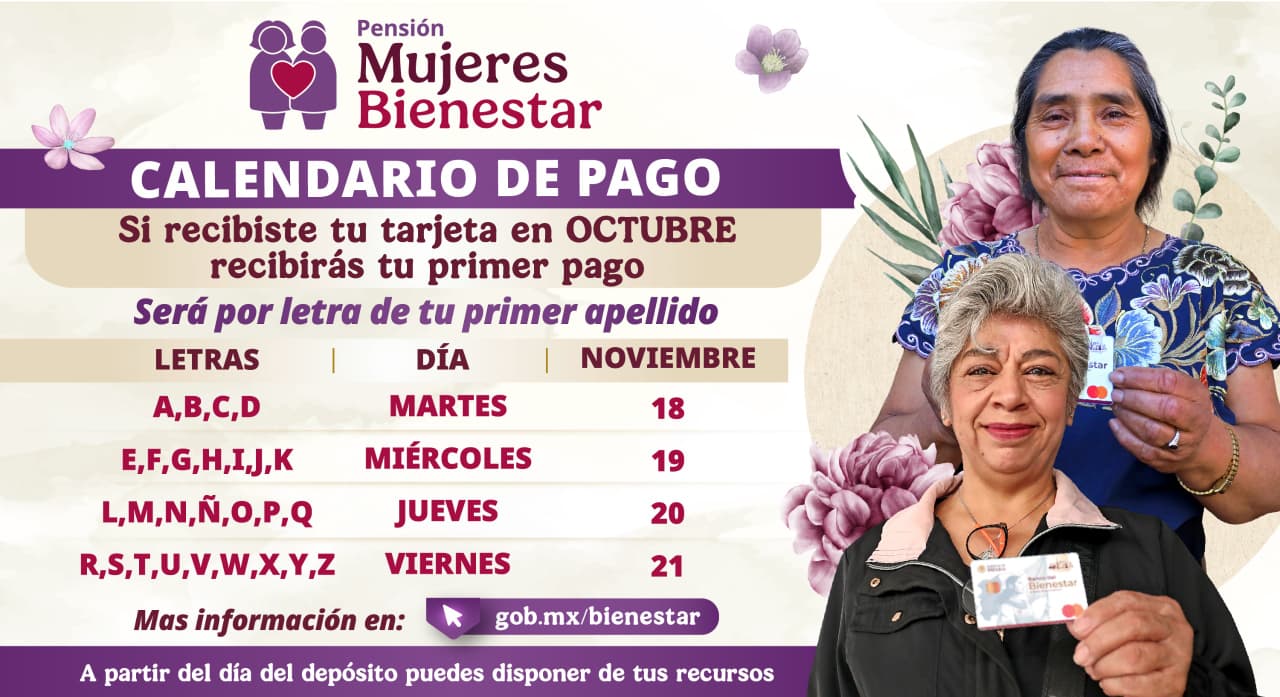 Inicia pago a nuevas beneficiarias de Pensión Mujeres Bienestar